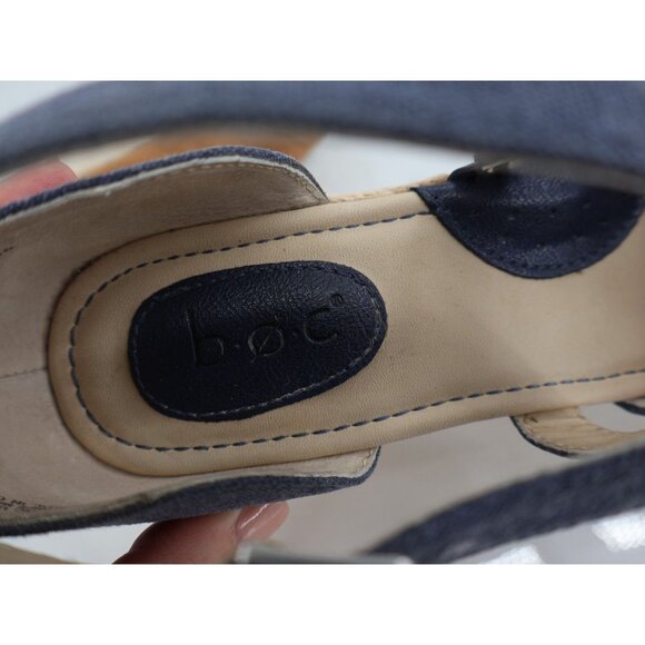 BOC Born Shoes Womens 8 M Bree Cross Ankle Strap Wedge Espadrille Blue Fabric - Picture 9 of 11